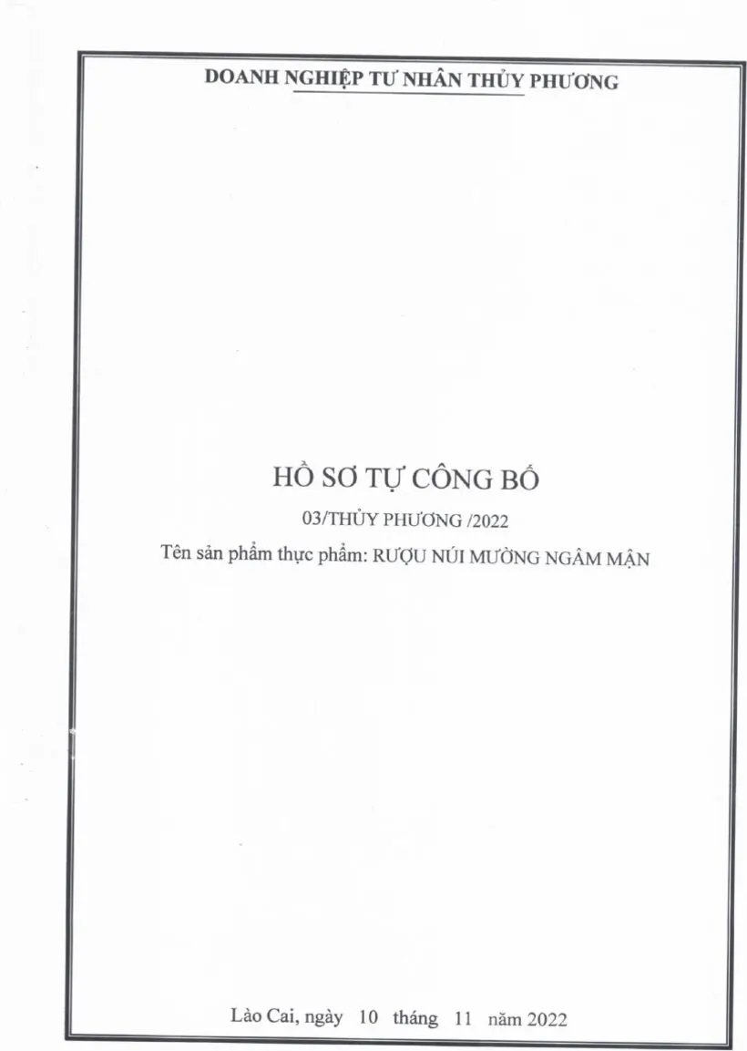 Hồ sơ tự công bố Rượu Núi Mường ngâm Mận Hậu