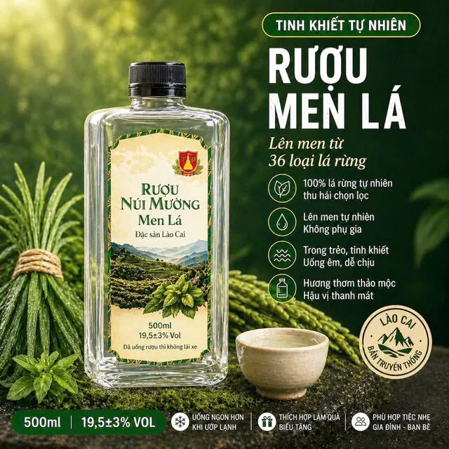 Rượu Núi Mường Men Lá chai 500ml
