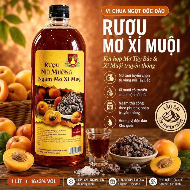 Rượu Núi Mường ngâm Mơ Xí Muội chai 1 lít